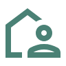 Piktogramm, das ein Haus mit einer Person abbildet
